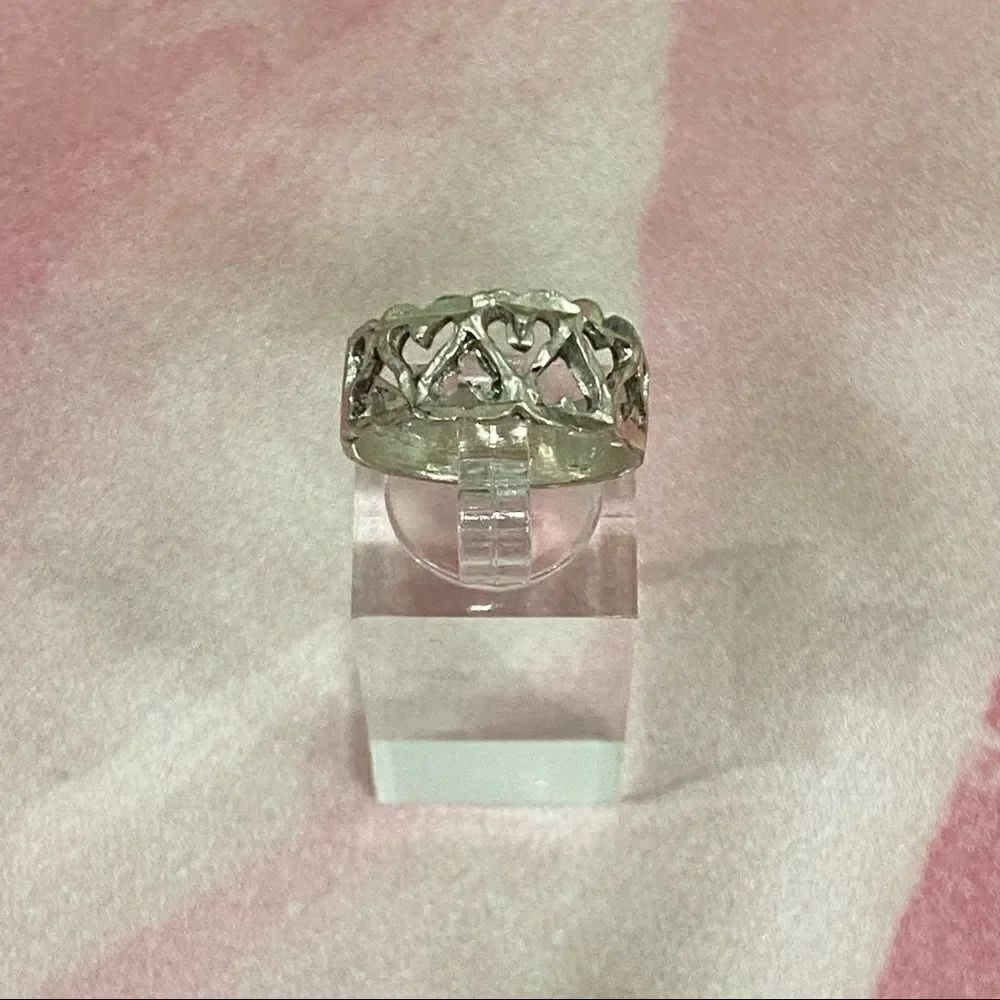 VINTAGE Silver Heart Handmade Die Cut Ring - Picture 2 of 11